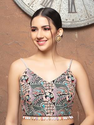 Multicolor Cotton V Neck Sleeveless Readymade Blouse 1