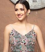 Multicolor Cotton V Neck Sleeveless Readymade Blouse