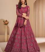 Pink Net Embroidery Designer Lehenga choli