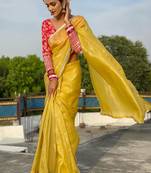 Yellow Tissue Plain Saree