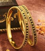 Gold-Plated Black Beaded Wedding Bangles
