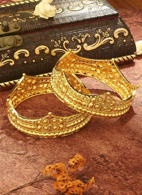 Gold Plated Wide Bangles Set 1