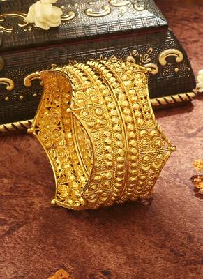 Gold Plated Wide Bangles Set 2