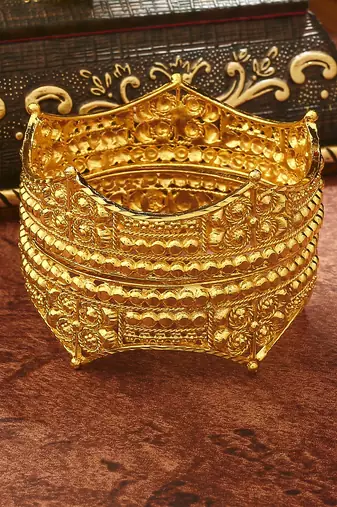 Gold Plated Wide Bangles Set