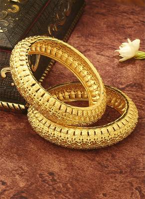 Gold Plated Heavy Bangles Set - Pair of 2 2