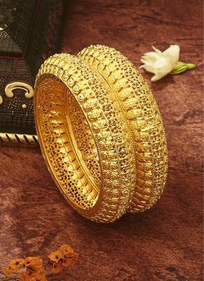 Gold Plated Heavy Bangles Set - Pair of 2 3