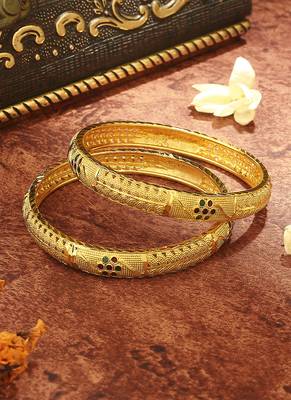 Floral Gold Plated Bangles For Women In Set of 2 2