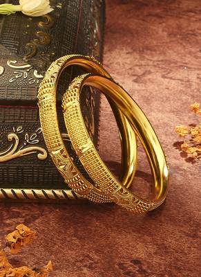 Gold Plated Majesty Wedding Bangles Set of 2 1