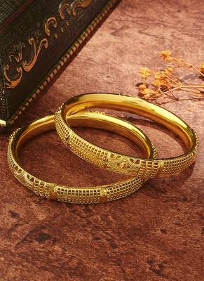 Gold Plated Majesty Wedding Bangles Set of 2 2