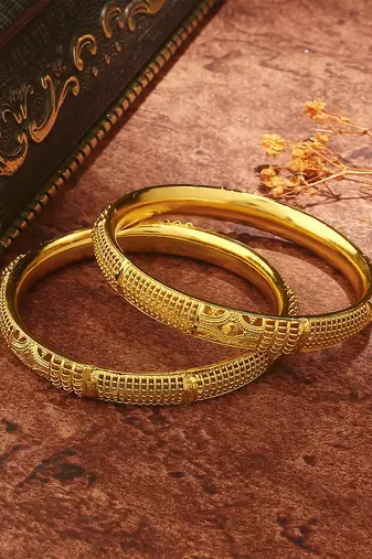 Gold Plated Majesty Wedding Bangles Set of 2
