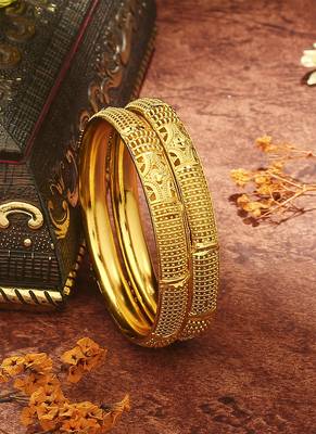 Gold Plated Majesty Wedding Bangles Set of 2 3