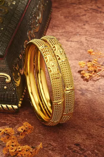 Gold Plated Majesty Wedding Bangles Set of 2