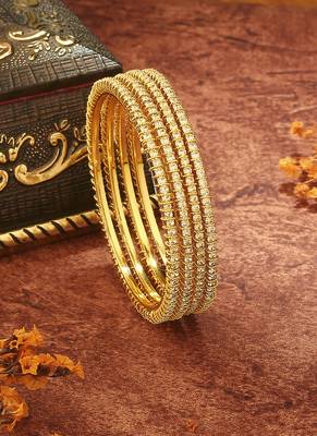 Elegant Gold and White Bead Bangles 1