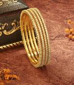 Elegant Gold and White Bead Bangles