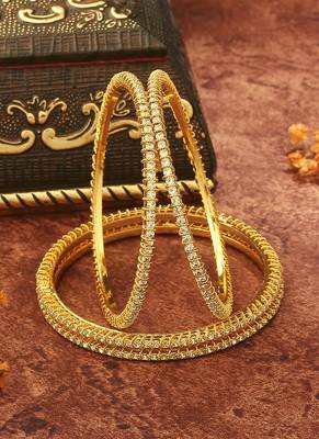 Elegant Gold and White Bead Bangles 3