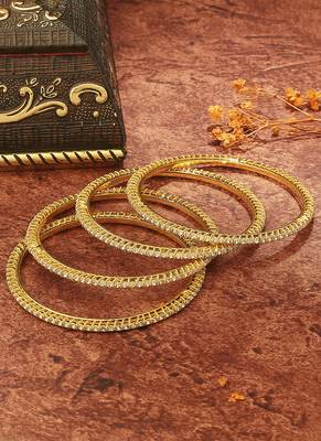 Elegant Gold and White Bead Bangles 4