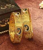 Peacock Motif Gold-Plated Bangles