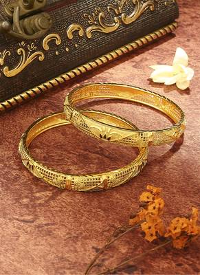Exquisite Gold Plated Wedding Bangles - Set of 2 3