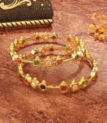 Gold-Plated Bangles with Multicolour Stones