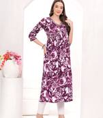 Rayon Printed Designer Naira Cut Kurti For Womens & Girls