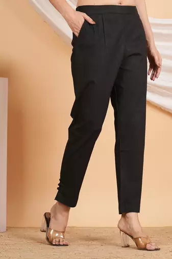 Women'S Black Lycra Trouser (Black)