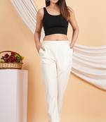 Women'S Offwhite Lycra Trouser (Offwhite)