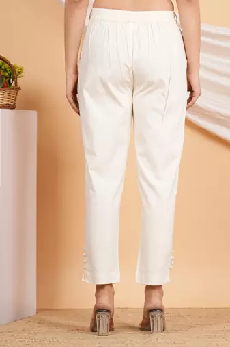 Women'S Offwhite Lycra Trouser (Offwhite)