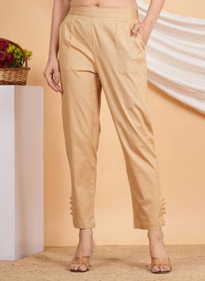 Women'S Beige Lycra Trouser (Beige) 2