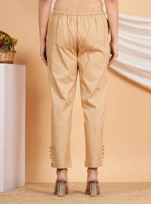 Women'S Beige Lycra Trouser (Beige) 3