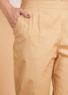 Women'S Beige Lycra Trouser (Beige) 5