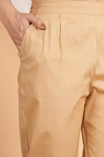 Women'S Beige Lycra Trouser (Beige)