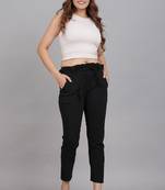Women'S Black Lycra Regular Fit Trouser Pants