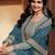 Dola silk party wear semi stitch gown in grey color with embroidery work and stone work
