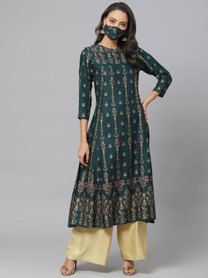 Women'S Rayon Floral Print Anarkali Kurta 1