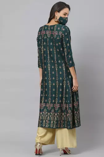 Women'S Rayon Floral Print Anarkali Kurta