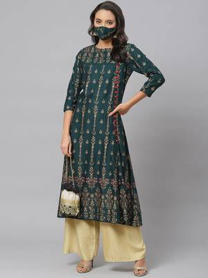 Women'S Rayon Floral Print Anarkali Kurta 5
