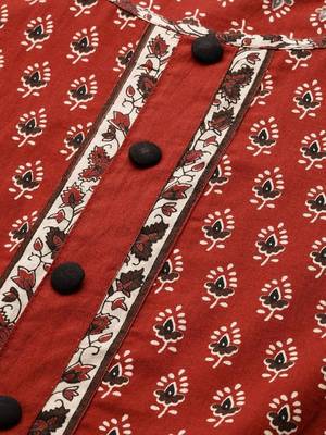 Women'S Plus Size Cotton Floral Print Anarkali Kurta 2