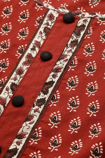 Women'S Plus Size Cotton Floral Print Anarkali Kurta