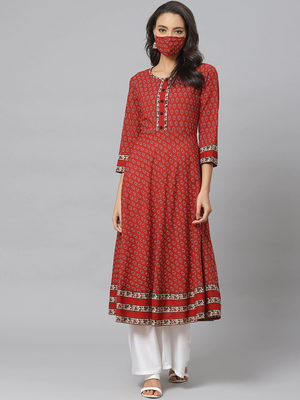 Women'S Cotton Floral Print Anarkali Kurta 1