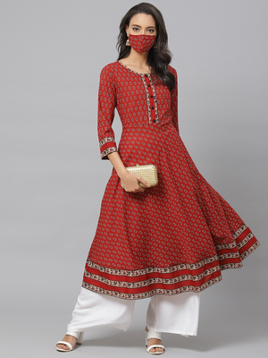 Women'S Cotton Floral Print Anarkali Kurta 3