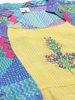 Women'S Rayon Geometric Print Embroidered Anarkali Kurta 2