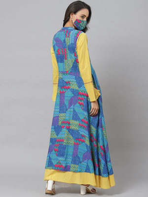 Women'S Rayon Geometric Print Embroidered Anarkali Kurta 4