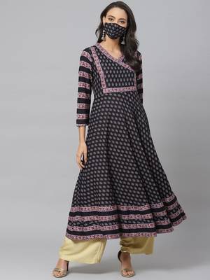 Women'S Rayon Floral Printed Anarkali Kurta 1