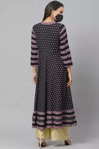Women'S Rayon Floral Printed Anarkali Kurta