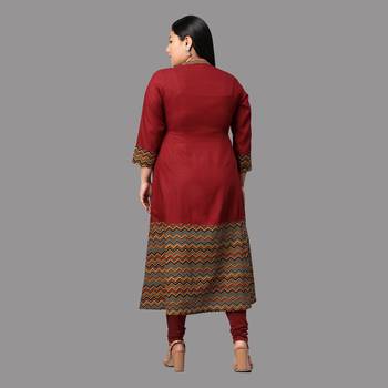 Women'S Plus Size Rayon & Cotton Cambric Zig-Zag Printed A-Line Kurta 2