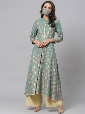 Women'S Rayon Floral Printed Anarkali Kurta 4