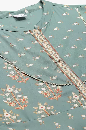 Women'S Rayon Floral Printed Anarkali Kurta