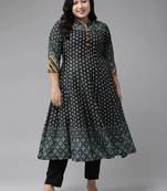 Women'S Plus Size Rayon Floral Printed Anarkali Kurta