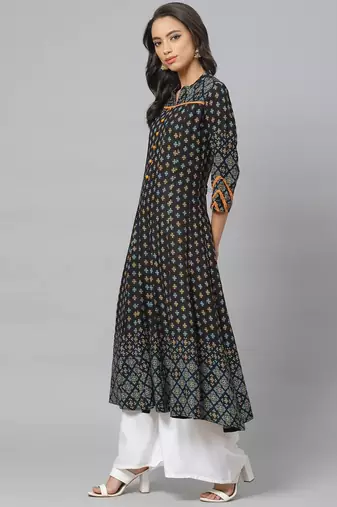 Women'S Rayon Floral Printed Anarkali Kurta