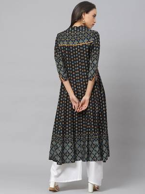Women'S Rayon Floral Printed Anarkali Kurta 4